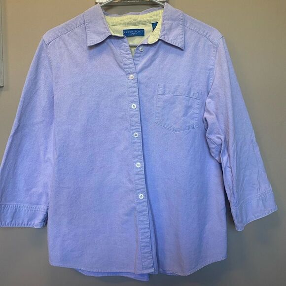 Karen Scott Sport Women’s Periwinkle Button Up Shirt - Picture 1 of 3